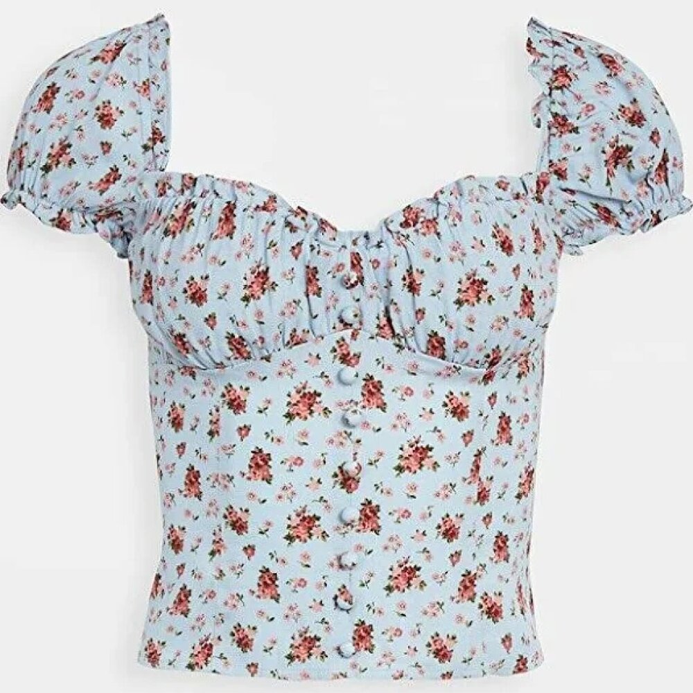 Reformation Bev Top in Petunia, Size 8